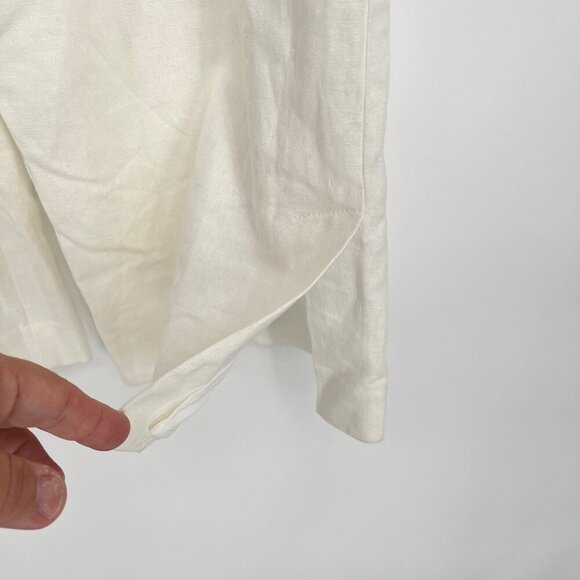 Sanctuary Women's White Flat Front Pockets Straight Leg Linen Trouser Pants Size - Picture 3 of 11